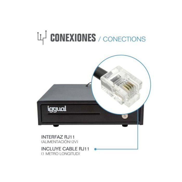 Iggual IRON-15 Cajón Portamonedas 37cm 4+8 Negro