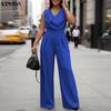 Women Summer Cowl Neck Sleeveless Casual Long Jumpsuits Overalls