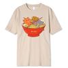 Japanese Style Cute Cats In Noodies Bowl Printed T Shirts Men Breathable Loose Clothing Casual Tshirt