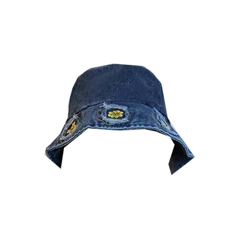 25 Early Autumn New Flower Denim Bucket Hat Female Sweet Cute Pot Hat Tide