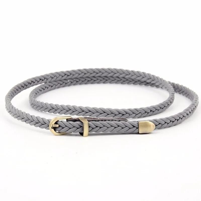 New 8 Colors Belt for Choose Casual Women Party Thin Pin Buckle Woven Braided Belt Waist Strap Waistband