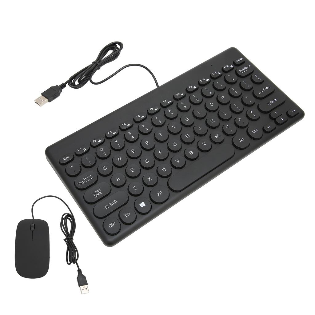 Keyboard Mouse Combo Comfortable Ergonomics Power Saving 78 Keys Round Keycap 4 Mouse Buttons Wired Computer Supplies