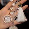 Fashion Crystal Cartoon Gloomy Bear Car Hanging Ornaments Rhinestone Tassels Crystal Pendant Rear View Mirror Car Decoration