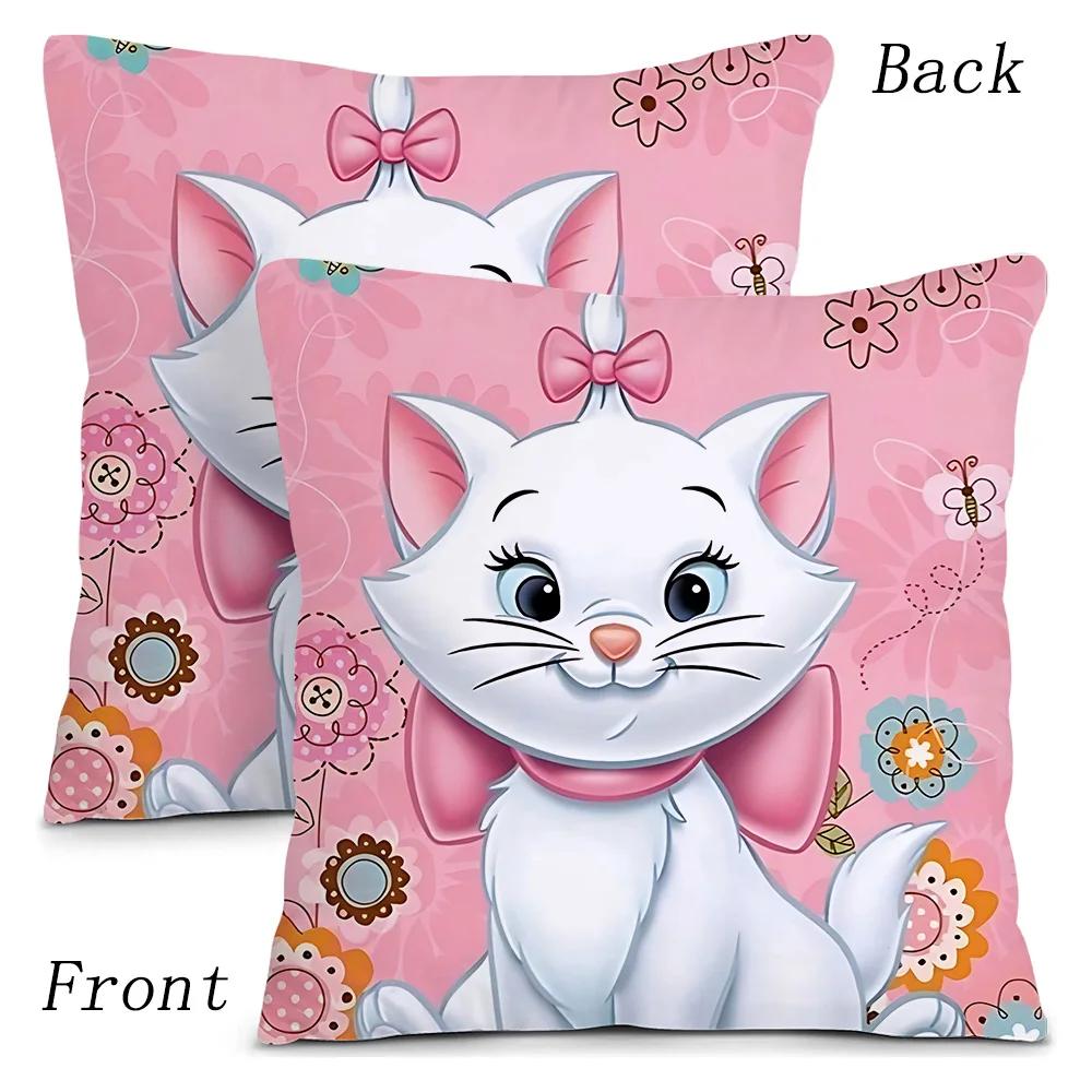 Cute Mary Cat Disneys Pillow Covers Cartoon Sofa Decorative Home Double-sided Printing Short Plush Cute Cushion Cover