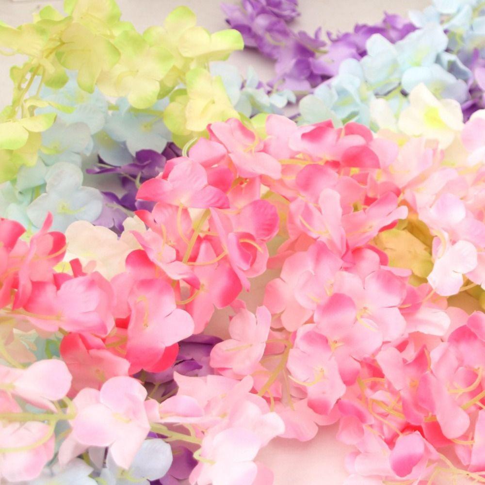 Green Leaves Artificial Wisteria Silk Flower Hanging Garland Hanging Silk Orchid  Wall Decoration