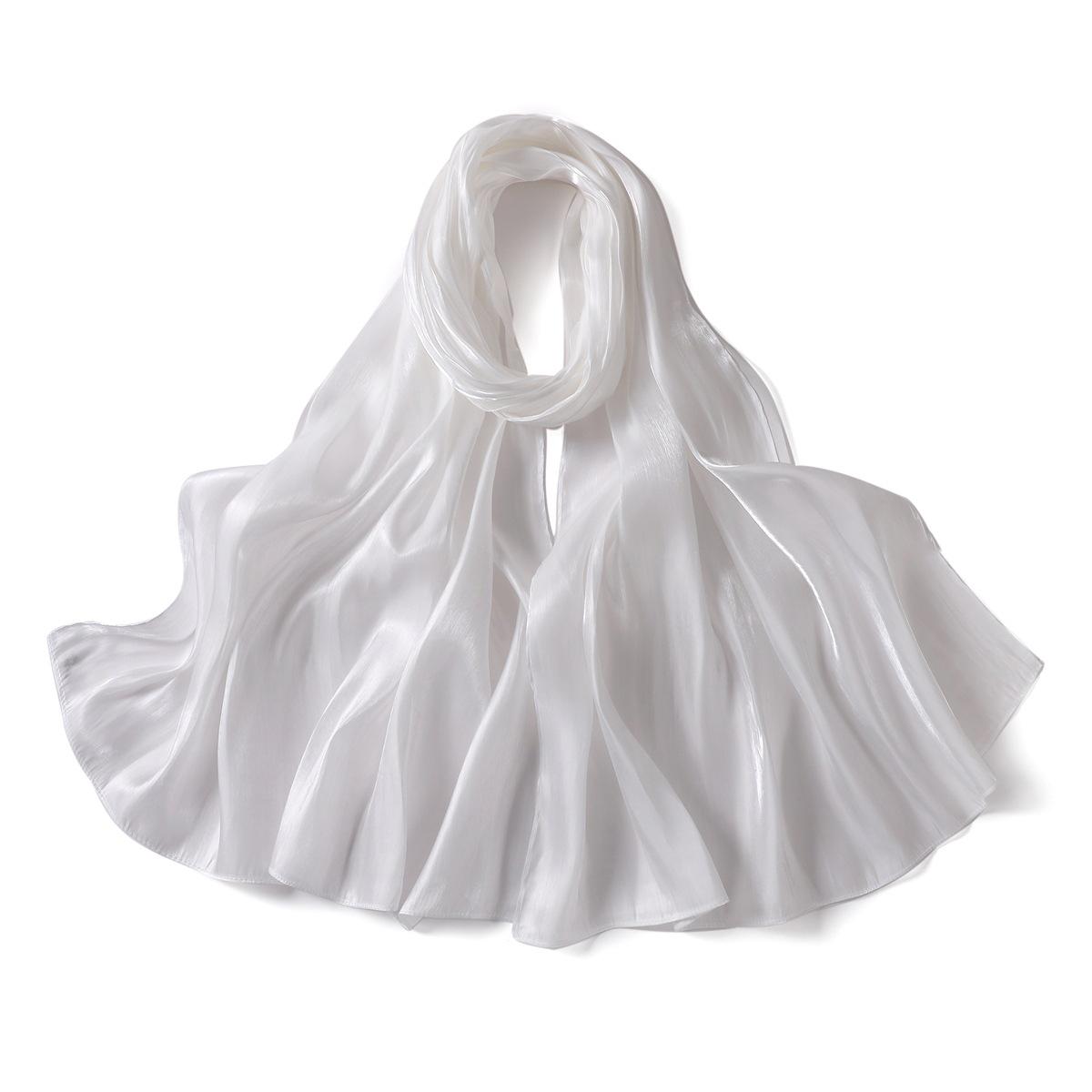 

New Summer Shiny Satin Women Scarf Girls Solid Color Sunscreen Scarves Soft Foulard Shawl Casual Autumn Female Wrap Shawls белый