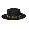 Metal Chain Beach Sun Straw Hats for Women UV Sun Protection Wide Brim Travel Party Hat Hollow Design Boater sombrero de paja