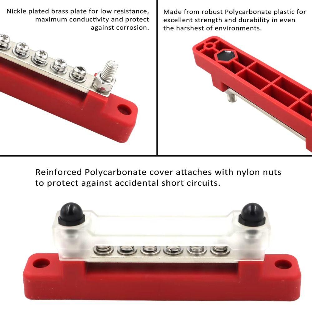 12V Electrical Terminal Block M6 Stud Bus Bar Electric Power Distribution Block  Marine