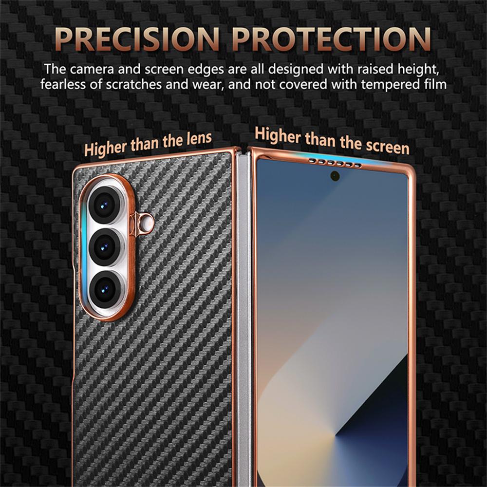 AZNS For Samsung Galaxy Z Fold7 5G Case Electroplating Carbon Fiber Texture PU+PC Phone Cover