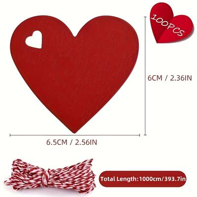 100pcs Red Heart-Shaped Paper Tags - Elegant Wedding, Birthday, Anniversary, Valentine'S Day,  New Year,Graduation Gift Tags