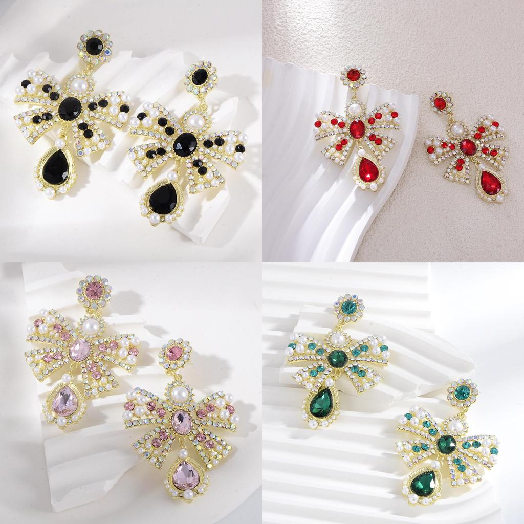 Alloy Butterfly Bow Earrings For Women With Retro Vintage Style Seasonal Accessory