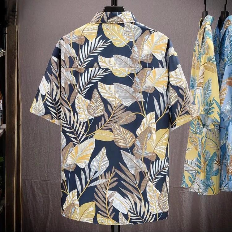 Men's Retro Floral Hawaiian Short Sleeve Summer Shirt for Youth