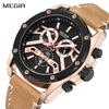 Official Quartz Men Watches Fashion Genuine Leather Chronograph Military Watch Clock Men Relogio Masculino Erkek Kol Saati