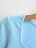 Spicy Girl Square Neck Cinched Waist Long Sleeve T-Shirt for Women - Spring/Autumn Base Layer, High Waist, Curved Style Top