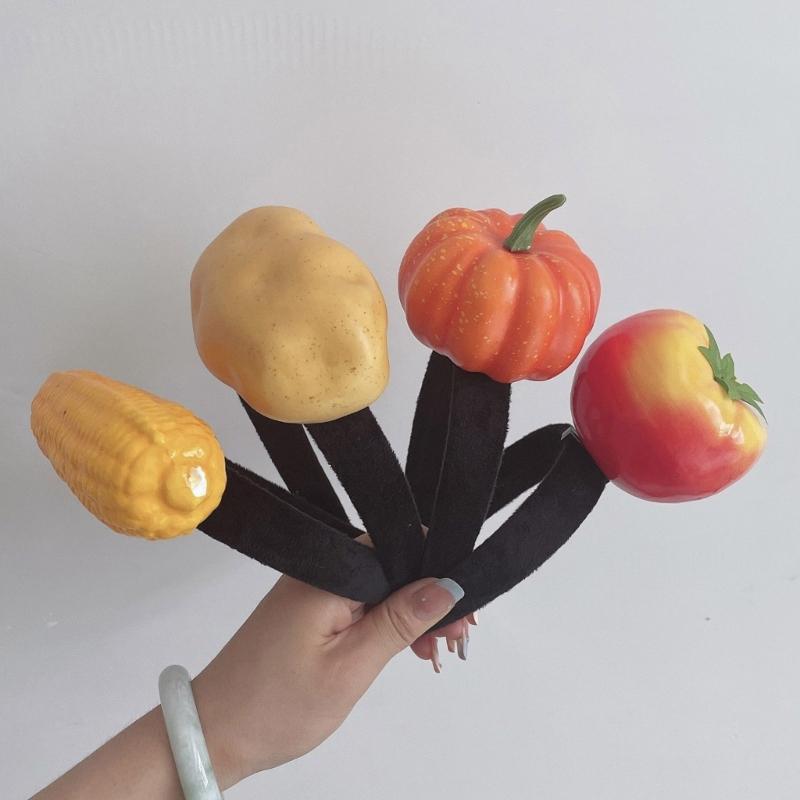 Novelty Knitted Headbands Stuffed Vegetables Hairbands Comfortable Costume Headpiece for Party Costume Accessory