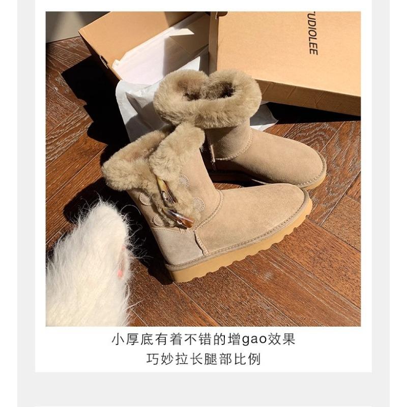 

Женские модные легкие зимние теплые меховые сноубутсы на мягкой подошве с пряжкой из коровьего рога, с подкладкой, нескользящие, повседневные спортивные хлопковые ботинки 40