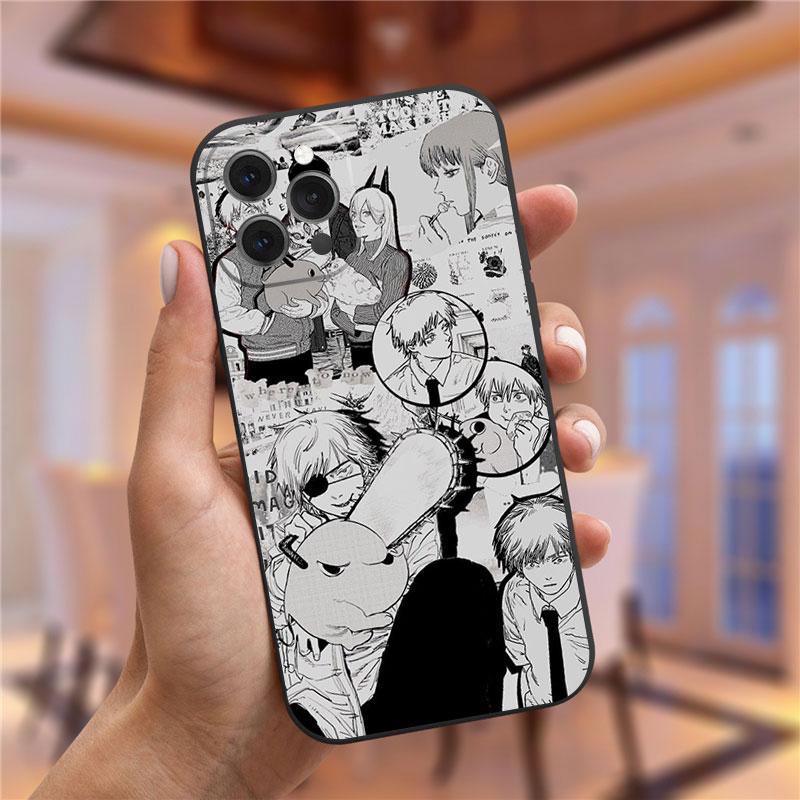 Japānas karikatūra Anime motorzāģa vīrieša tālruņa korpuss iPhone 13 Pro Max XR XS Max 6s 7 8 Plus 12 Mini 11 Pro Max mīksts TPU vāciņš Funda
