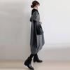 Plus Size Women Round Neck Patchwork Dress Loose Elegant Lightweight Autumn Daily Wear