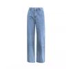 Retro Wide-leg Pants Jeans Women's Denim Solid Color Washed Pockets Mid-waist Basic Loose Straight Denim Trousers