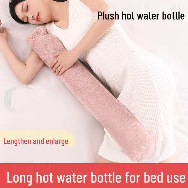 Long Hot Water Bottle with Removable and Washable Imitation Down Filling - Unisex Bed and Belly Warmer.