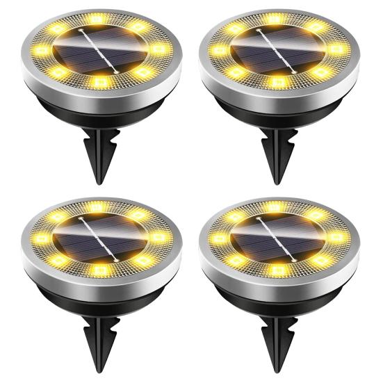 

Solar Powered Garden Lights Underground Pathway Lighting for Yard Waterproof Decorative Landscape 4pcs Warm light