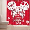 Valentines Day Shower Curtain,Valentine Decor Red Mouse Valentine Shower Curtain Waterproof Cartoon Love Fabric Valentines Bathroom Curtain with