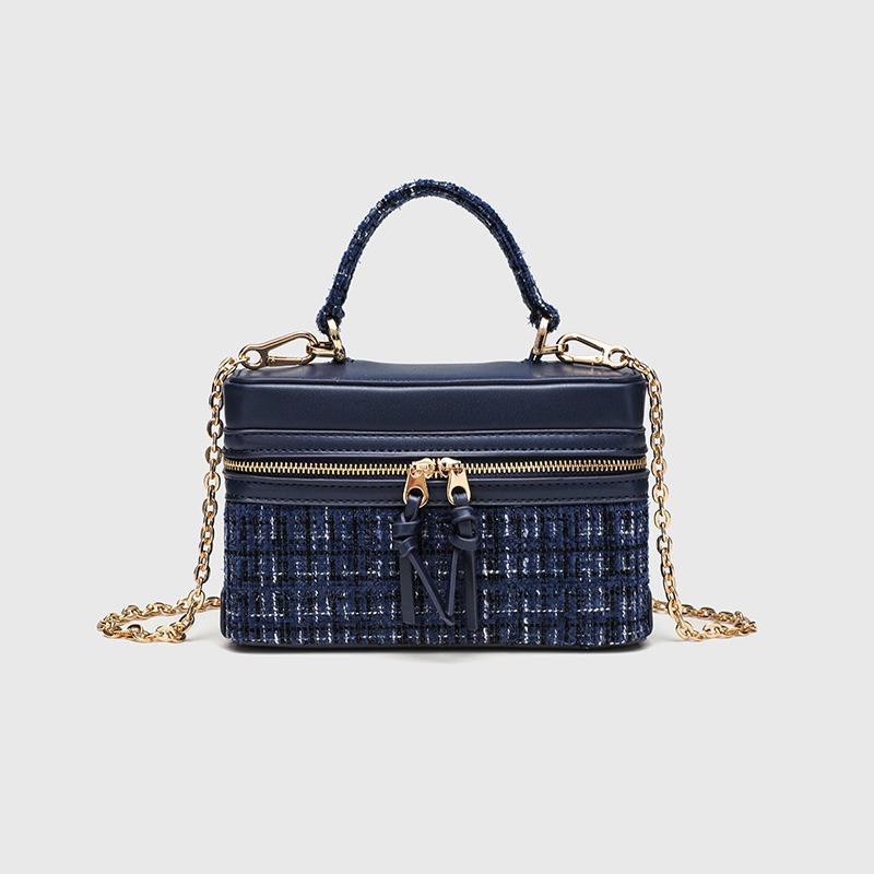 Cross-mirror box bag, small square bag, shoulder messenger women's bag, fashionable versatile handbag, niche