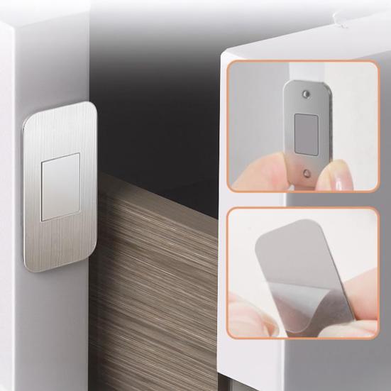 1 Set Magnetic Door Catch Ultra Thin Cabinet Door Magnet Heavy Duty Stainless Steel Adhesive Kitchen Closet Cupboard Drawer Magnetic Latch