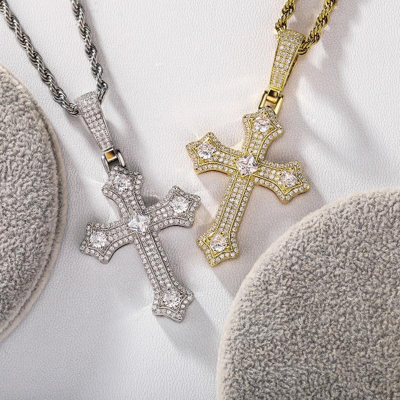 Accessories Hip Hop Cross Diamond Pendant Necklace Vintage Niche Versatile Style Necklace