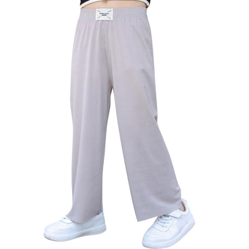 

Детские широкие брюки летние тонкие прямые брюки для девочек свободные повседневные детские длинные брюки 150 серый