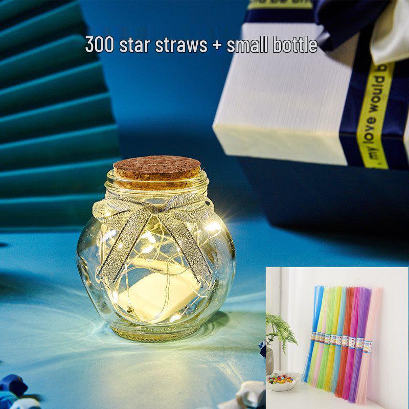 Pentagon Folded Star Tube - Lucky Star Straw Material Wishing Bottle Gift for Students