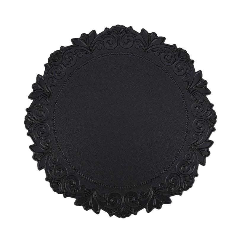 Imitation leather placemat PVC mat Nordic style 18cm round plate mat hotel creative edge pressing plate mat coaster