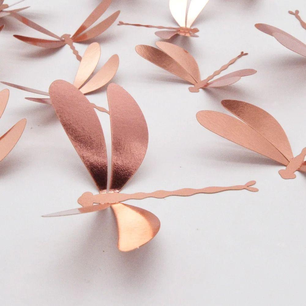 12PCS PVC Wall Decals 3D Wedding Party Decoration Dragonfly Wall Sticker  Birthday