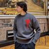 Trendy Men's Heart Jacquard Round Neck Knit Sweater - Warm & Comfortable for Winter