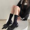 Spring Summer Ballet Style Hollow Out Tied Ribbon Stacking Socks For Girls And Teens