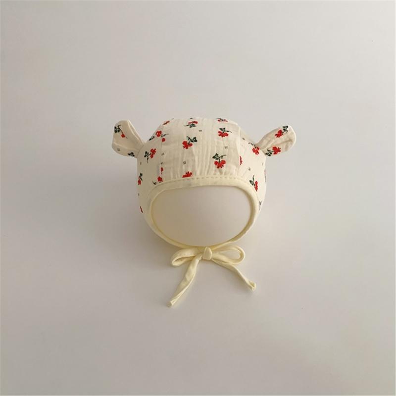 Lovely Earflap Hat with Chin Tie, Baby Fetal Caps Soft & Breathable Bonnet Fashionable Infant Hospital Hat for 0-1 Year