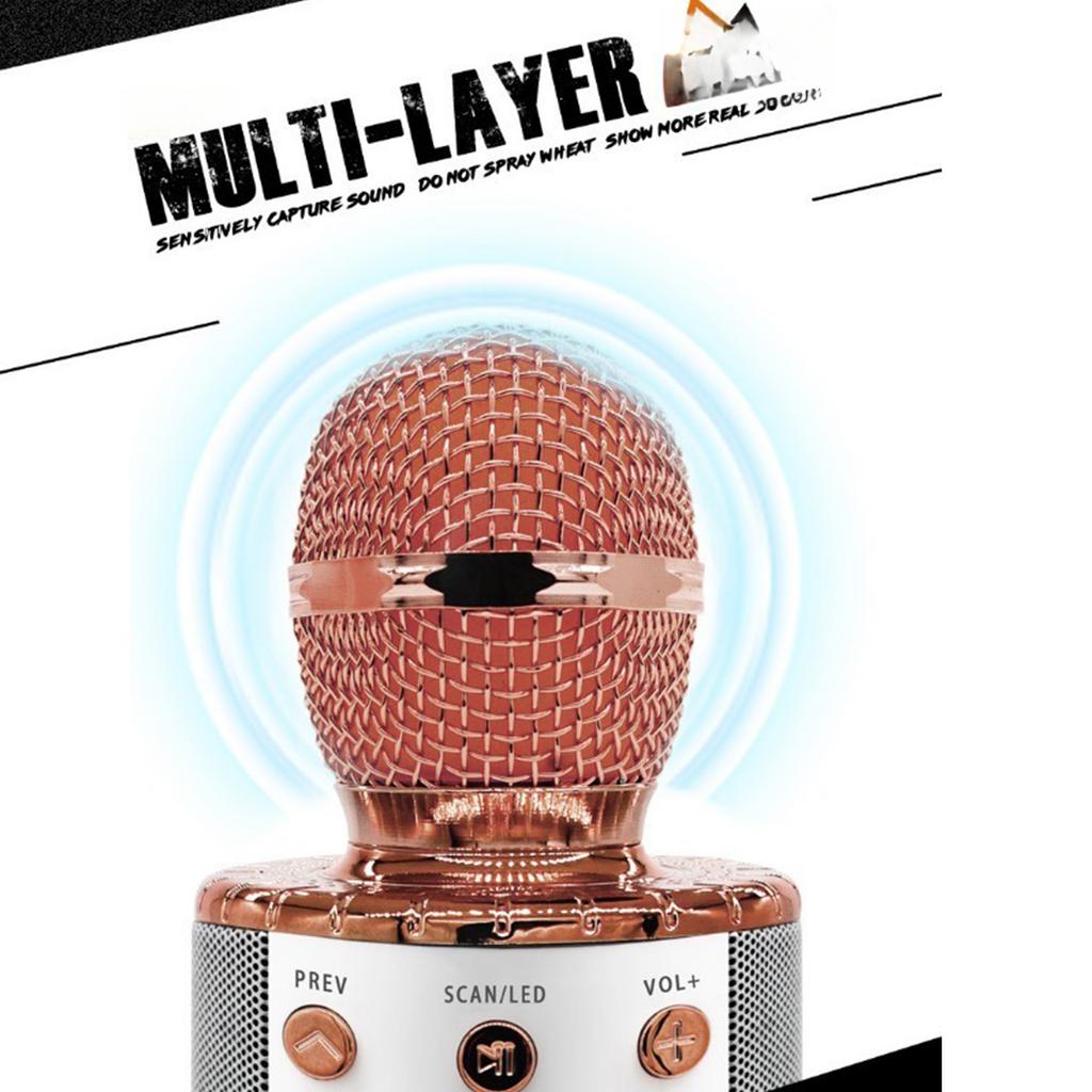 Wireless Microphone for Singing Recording with Colorful LED Lights Handheld BT Microphones Kids Karaoke Microphone Home KTV Player for Home Party 5