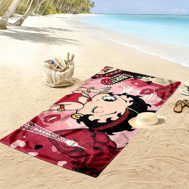 Betty Boop Print Beach Towel, Large Soft Quick Dry Towel for Beach Camping Swimming