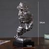 Il Silenzio è Oro Personaggio Retrò Resine Statua Scultura Astratta di Volto Umano Decorazione da Scrivania Arredamento Decorazioni per la Casa Vintage