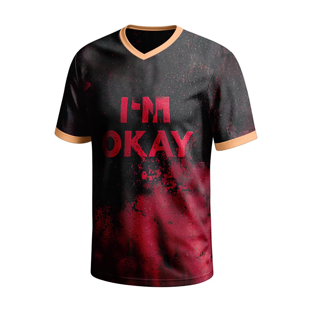 Men's Halloween Print V-Neck Short Sleeve T-Shirt Casual Summer Top