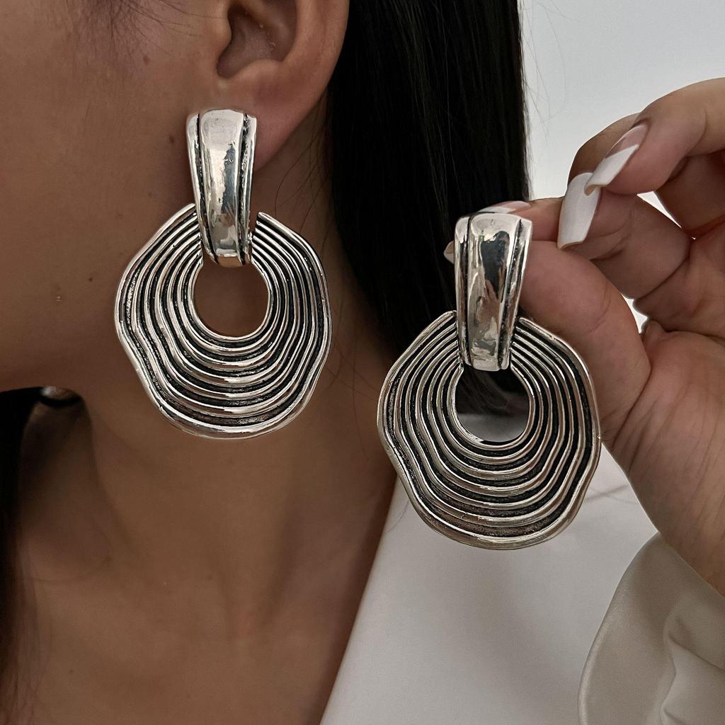 Geometric Irregular Metal Stud Earrings: European & American Minimalist Style