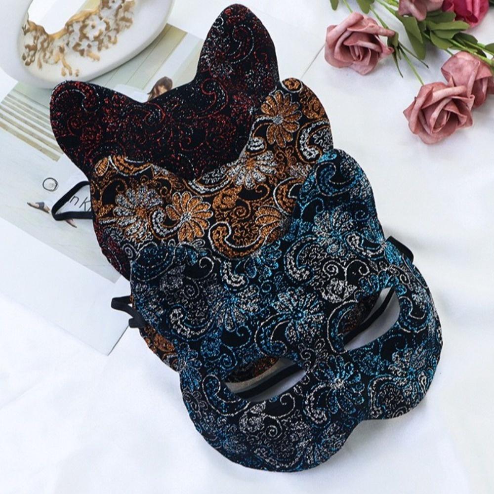 Flower Halloween Masquerade Mask Plastic Half Face Mask Retro Cat Face Masks  Women
