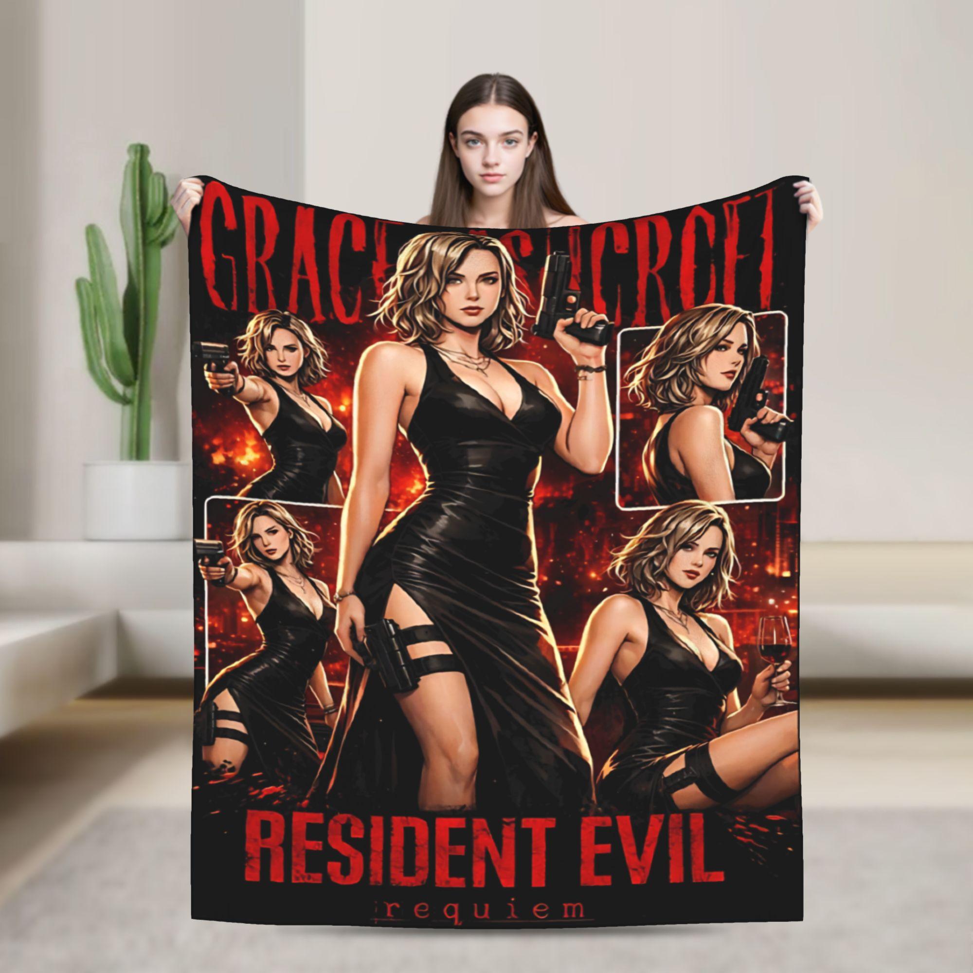 Grace Ashcroft Resident Evil Flannel Blanket Winter  Soft Throw Blanket for Child Outdoor Fluffy Bedspread Sofa Bed Cover 75x100cm (30x40inch)