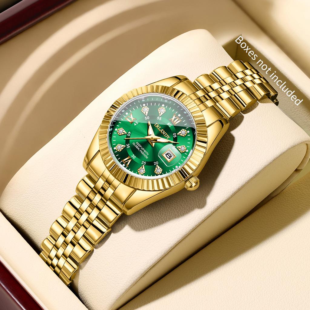 Fashion Roma Dial Women Quartz Watch Ladies Rhinestone Stainless Steel Calendar Wristwatches Relogio Feminino (Without Box)