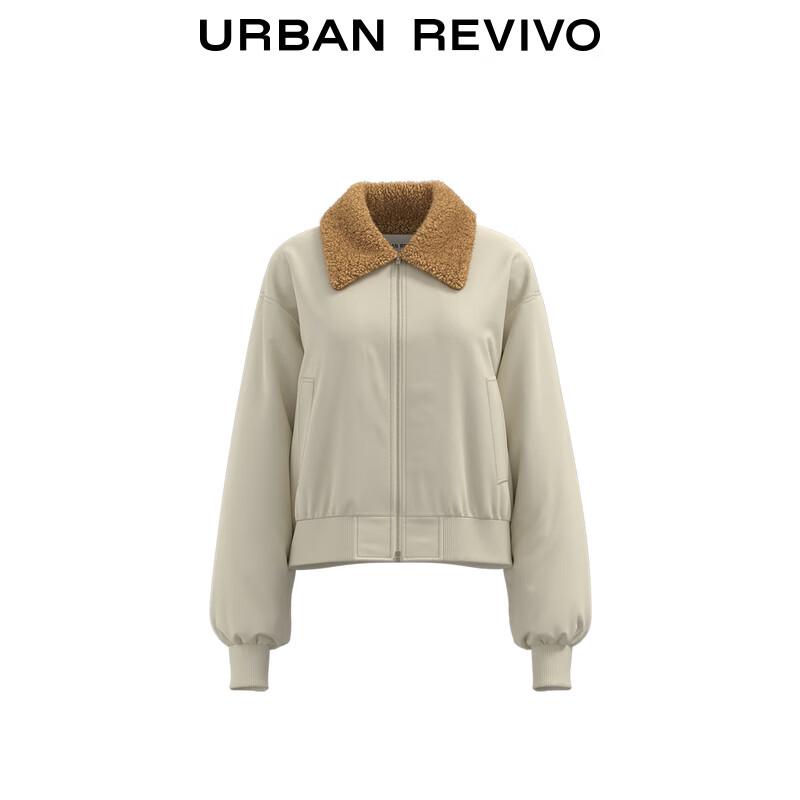 UR Women's Contrast Patchwork PU Lapel Jacket