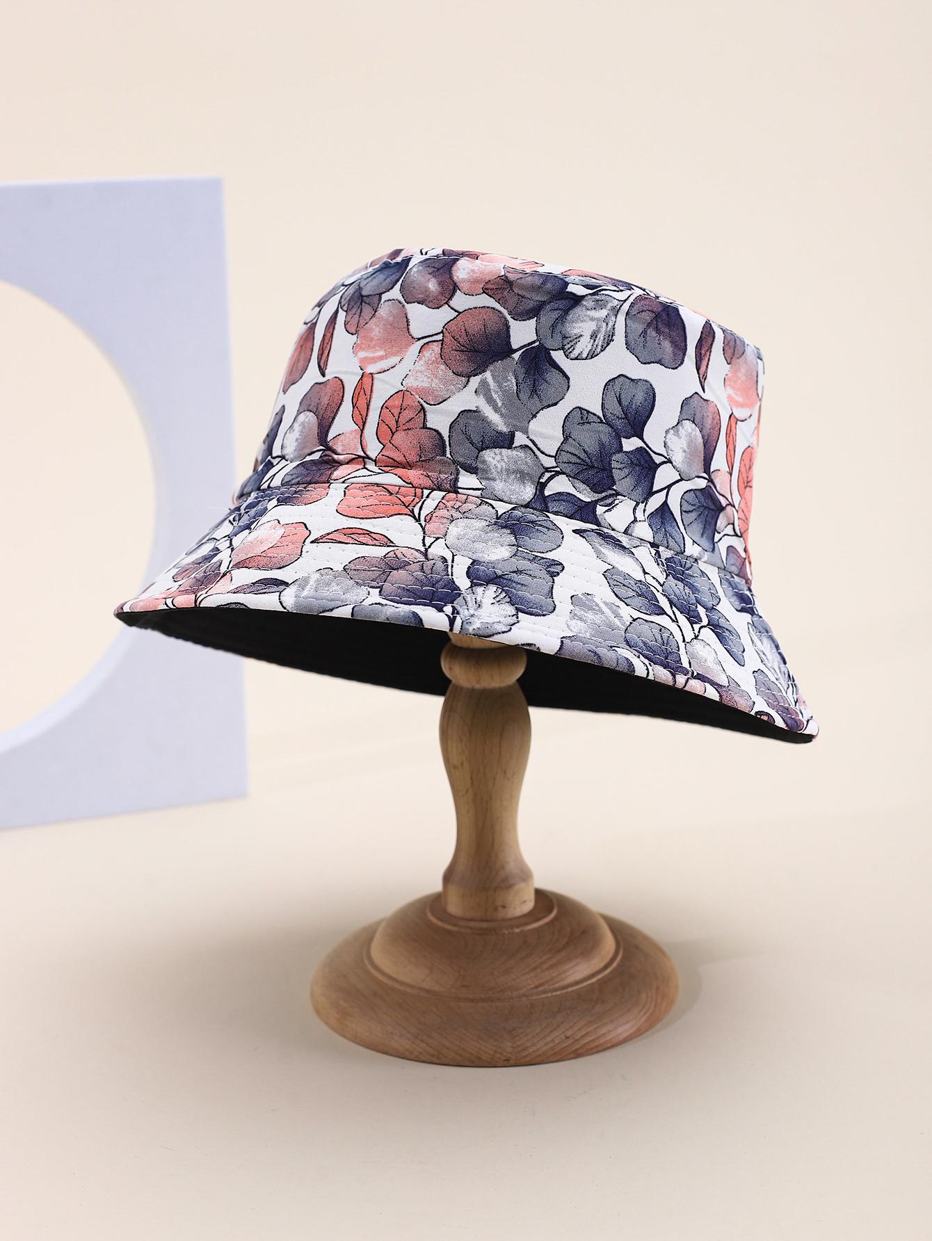 

Women s Bucket Hat Sunshade Flower Pattern Wide Brim Bucket Cap for Outdoor Casual Sunhat New Vintage Design 56-58CM