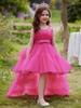 Girls' Princess Layered Puffy Train Gown for Piano Performances & Runway
