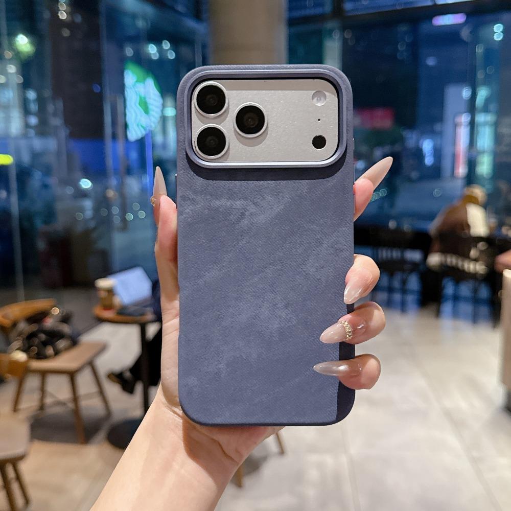 Full Coverage Microfiber Protective Mobile Case for For Iphone 17 17E 16 1 14 13 Pro Max With Wireless Charging,Metal Camera Lens