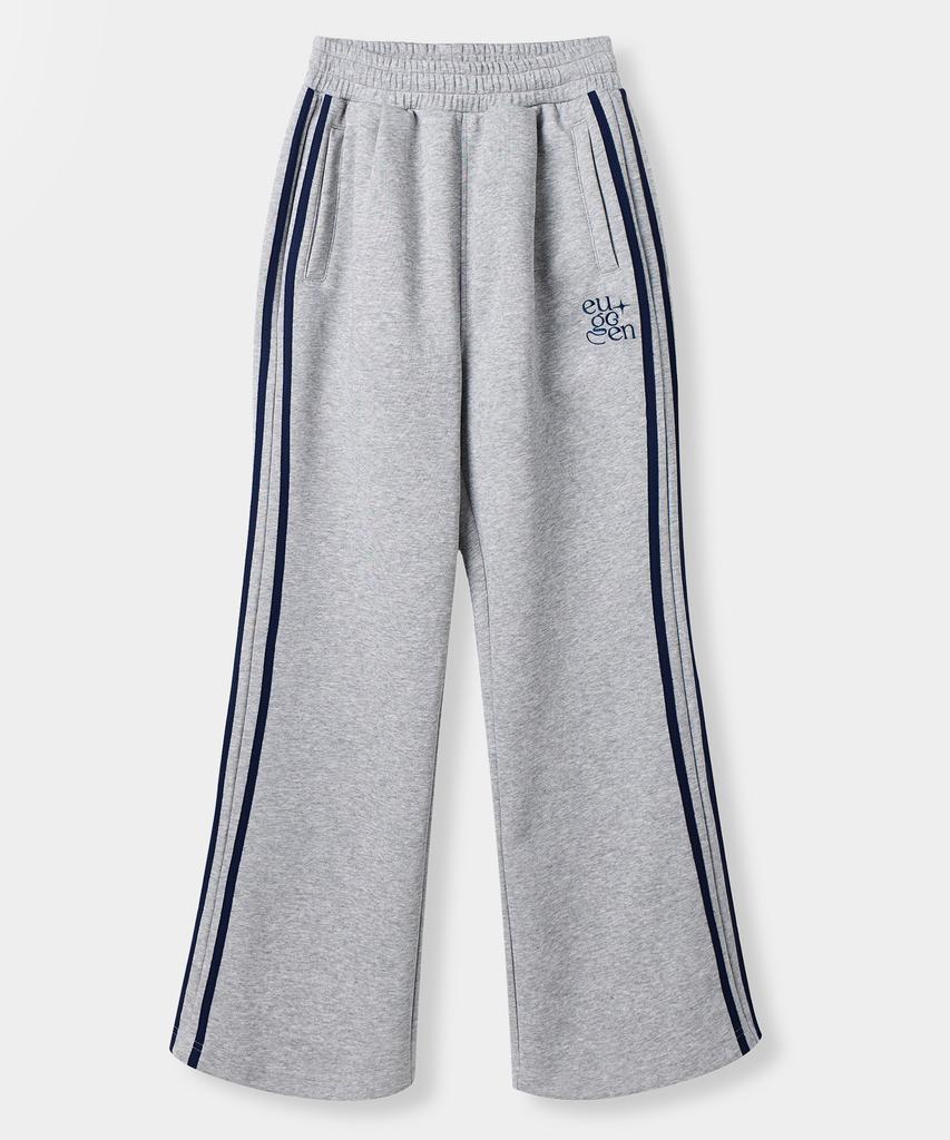 Yujen Washed Semi-Bootcut Track Sweatpants_Melange Gray