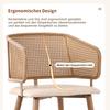 2 Dining Chairs with Rattan Backrest, Seat Cushion PU Leather, Breathable, Modern and Simple Style, Suitable for Restaurants, Living Rooms and Cafés
